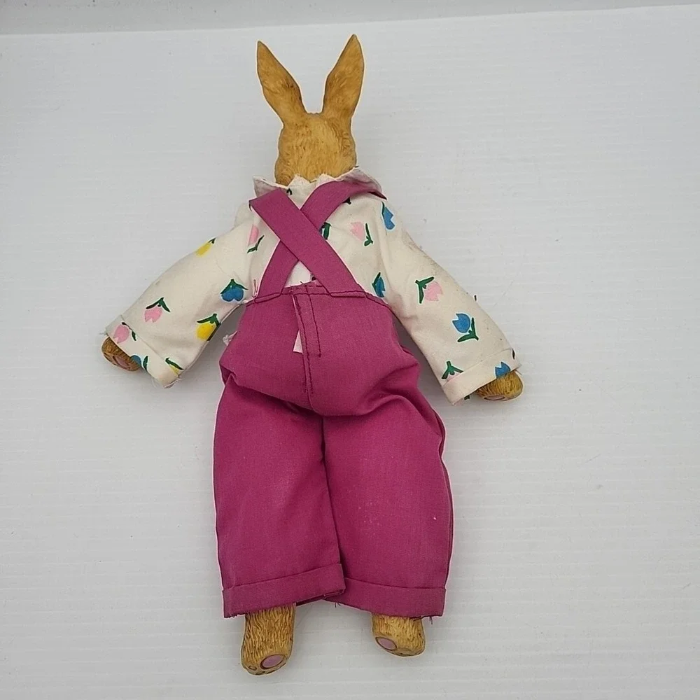 Carlton Cards Ceramic  Bunny Rabbit with Pink‎ Overalls Shelf Sitter